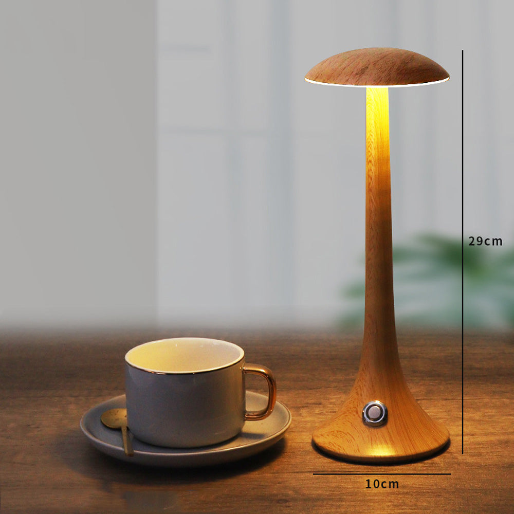 LumaWood - Oplaadbare LED Tafellamp met Houten Design, Dimbaar en Draadloos