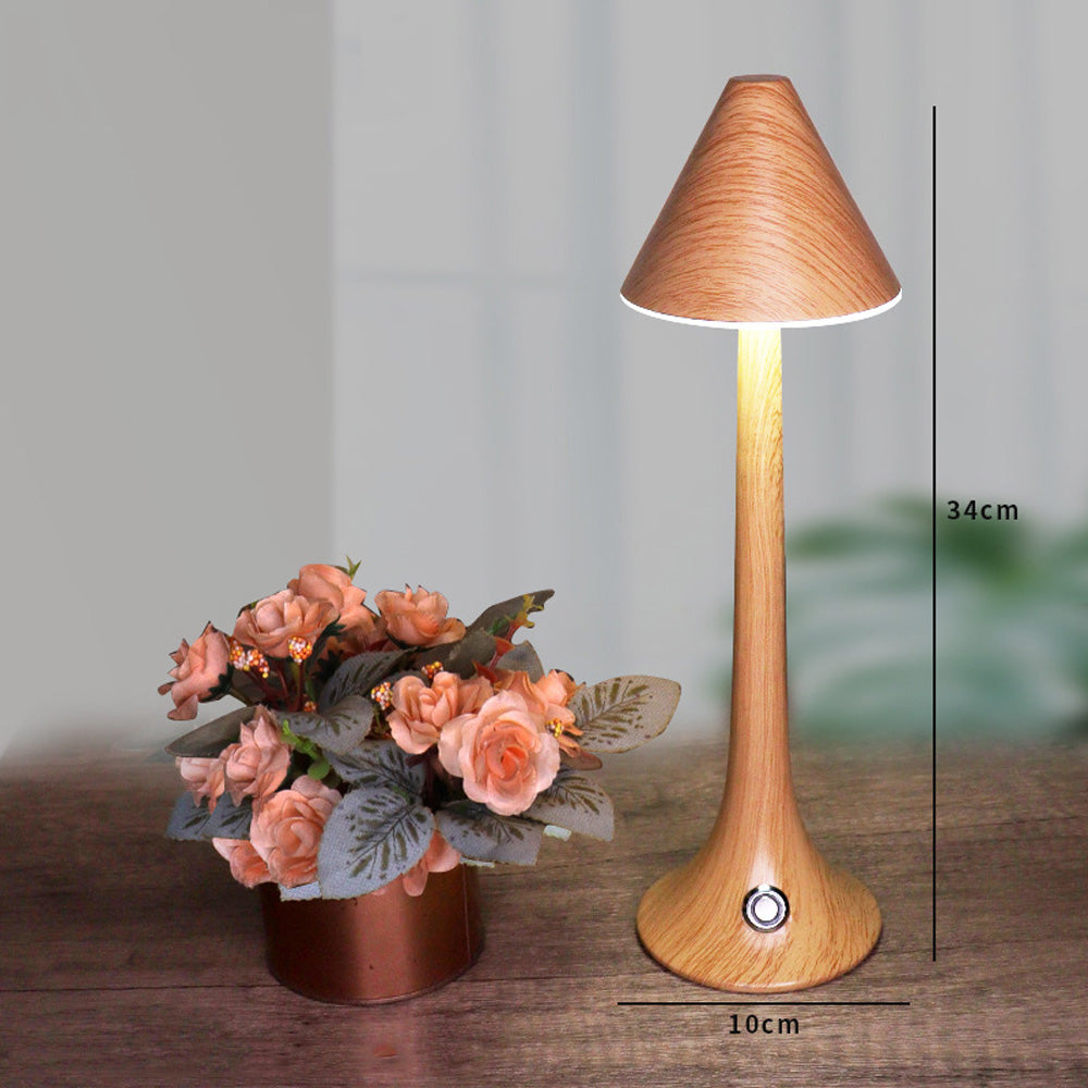 LumaWood - Oplaadbare LED Tafellamp met Houten Design, Dimbaar en Draadloos