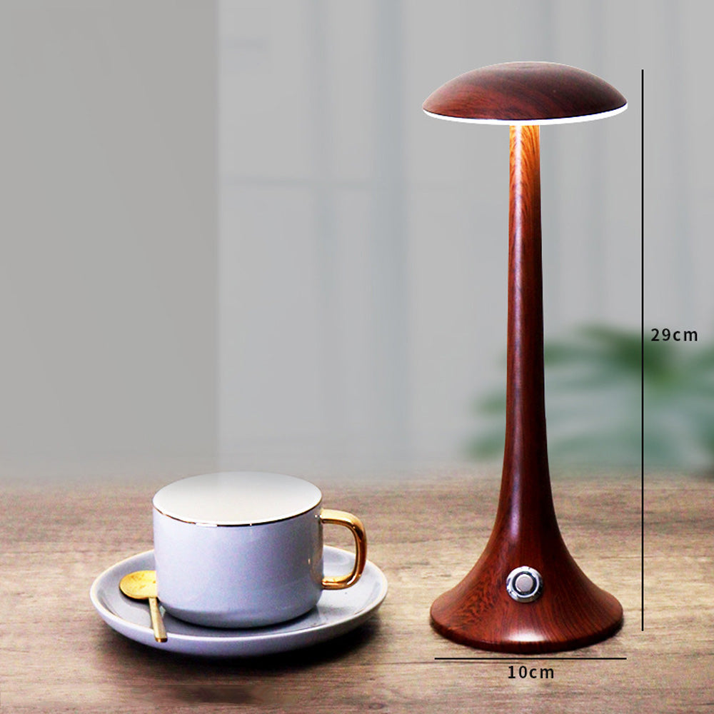 LumaWood - Oplaadbare LED Tafellamp met Houten Design, Dimbaar en Draadloos