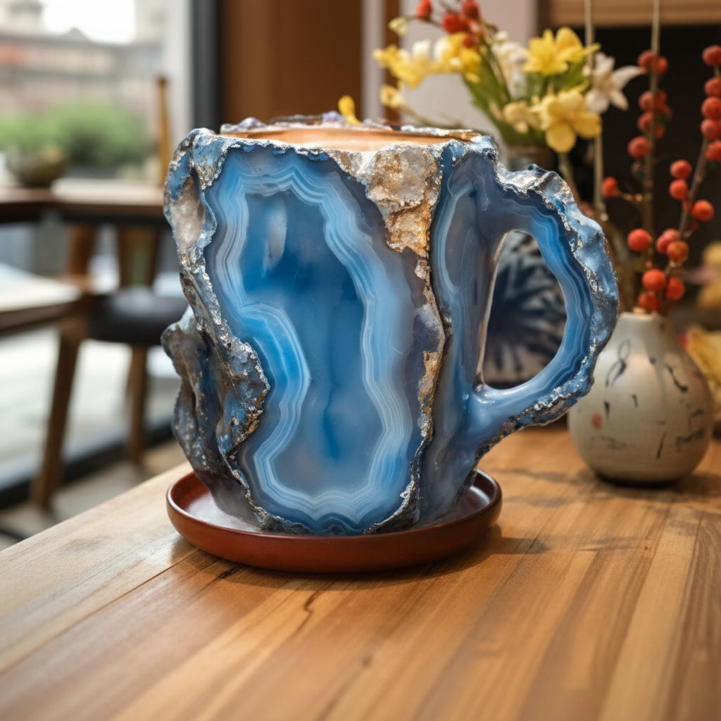 Caneca Cerâmica Pedra Natural Design Luxuoso Caneca de Café Decorativa