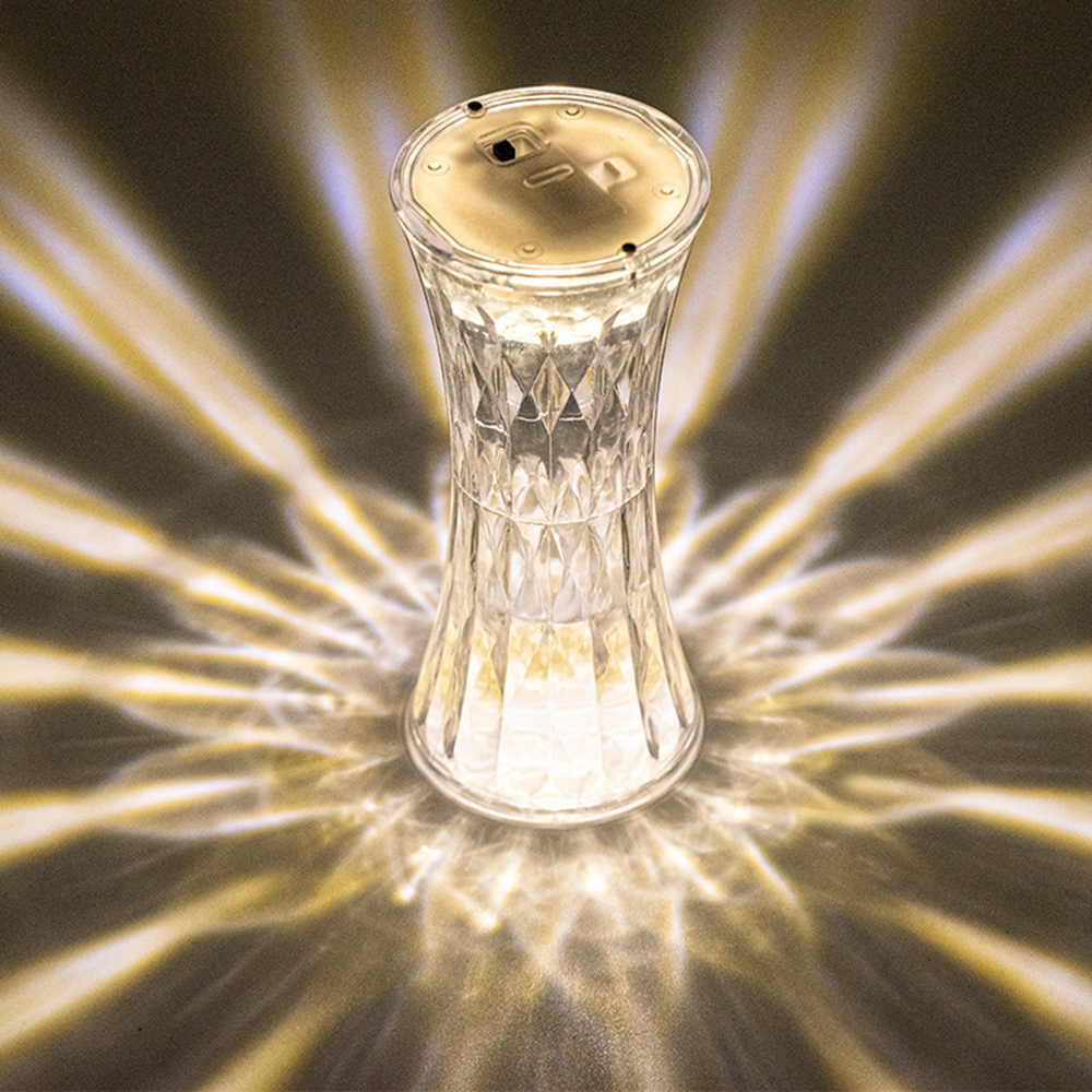CrystalLuxe - Crystal Table Lamp with Diamond Cut and LED Lighting
