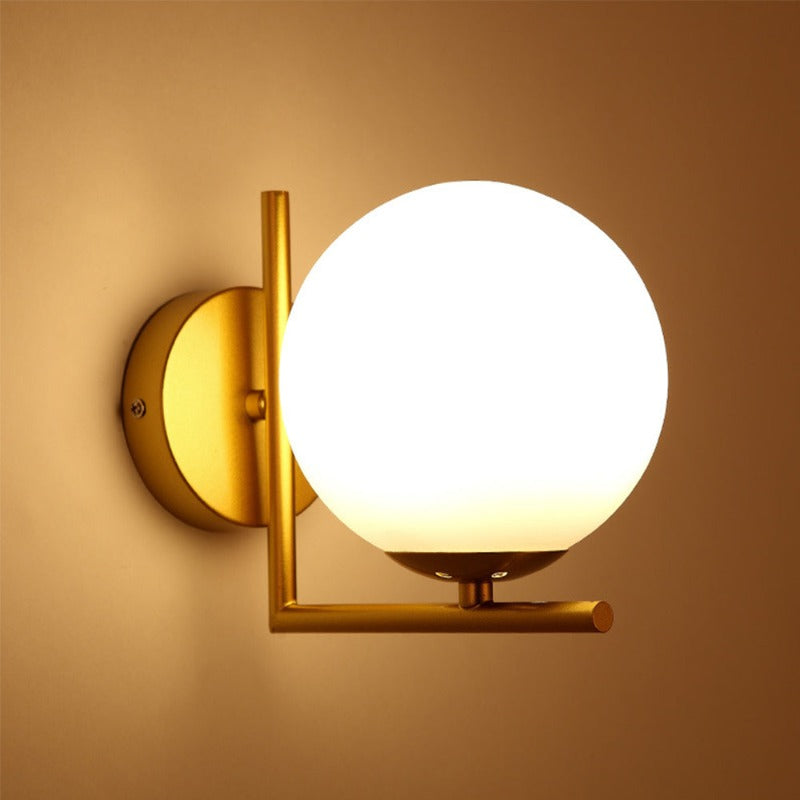 SphereGlow - Lámpara de Pared Redonda Moderna con Bola de Cristal