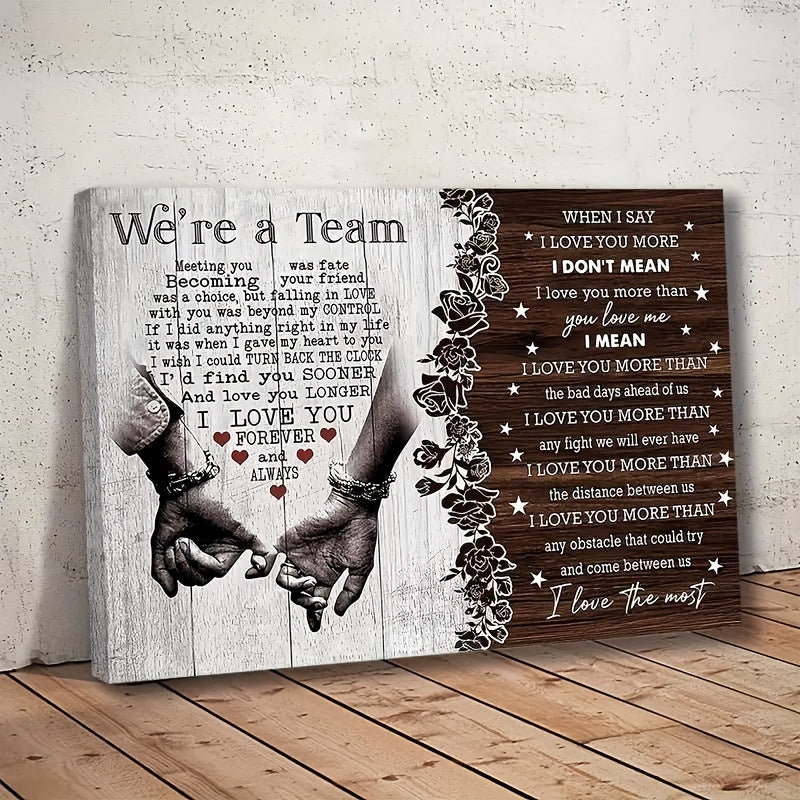 Wooden With Frame Personalized Couple Canvas, I Love You Couple Gift, Meeting You Was Destiny Canvas, Gift For Beloved Birthday Anniversary Couple Canvas