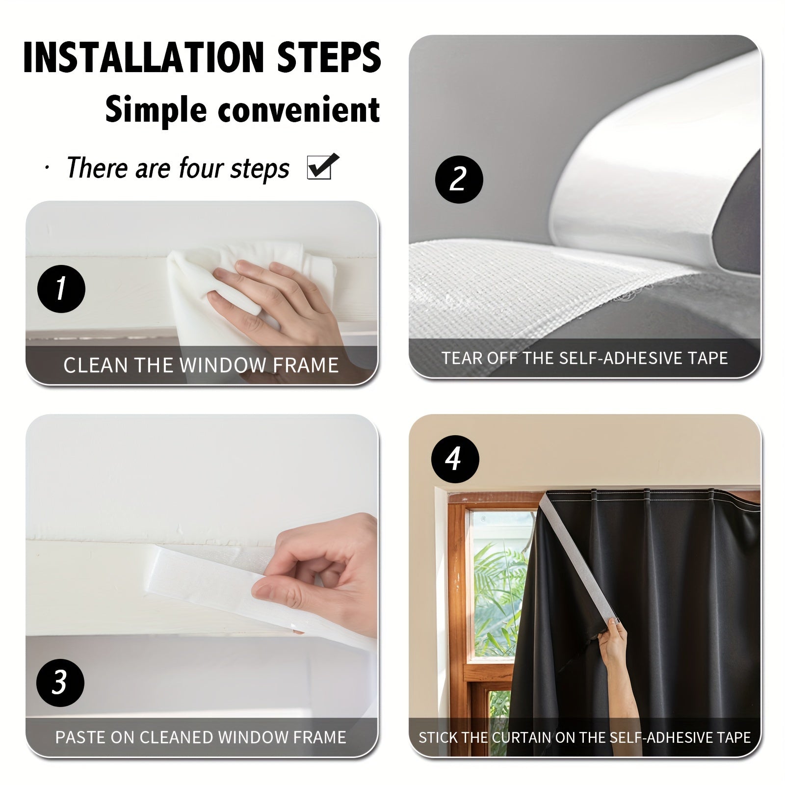 1 Pieza Cortinas Opacas - Revestimiento de Ventanas Autoadhesivo para Dormitorio y Sala de Estar