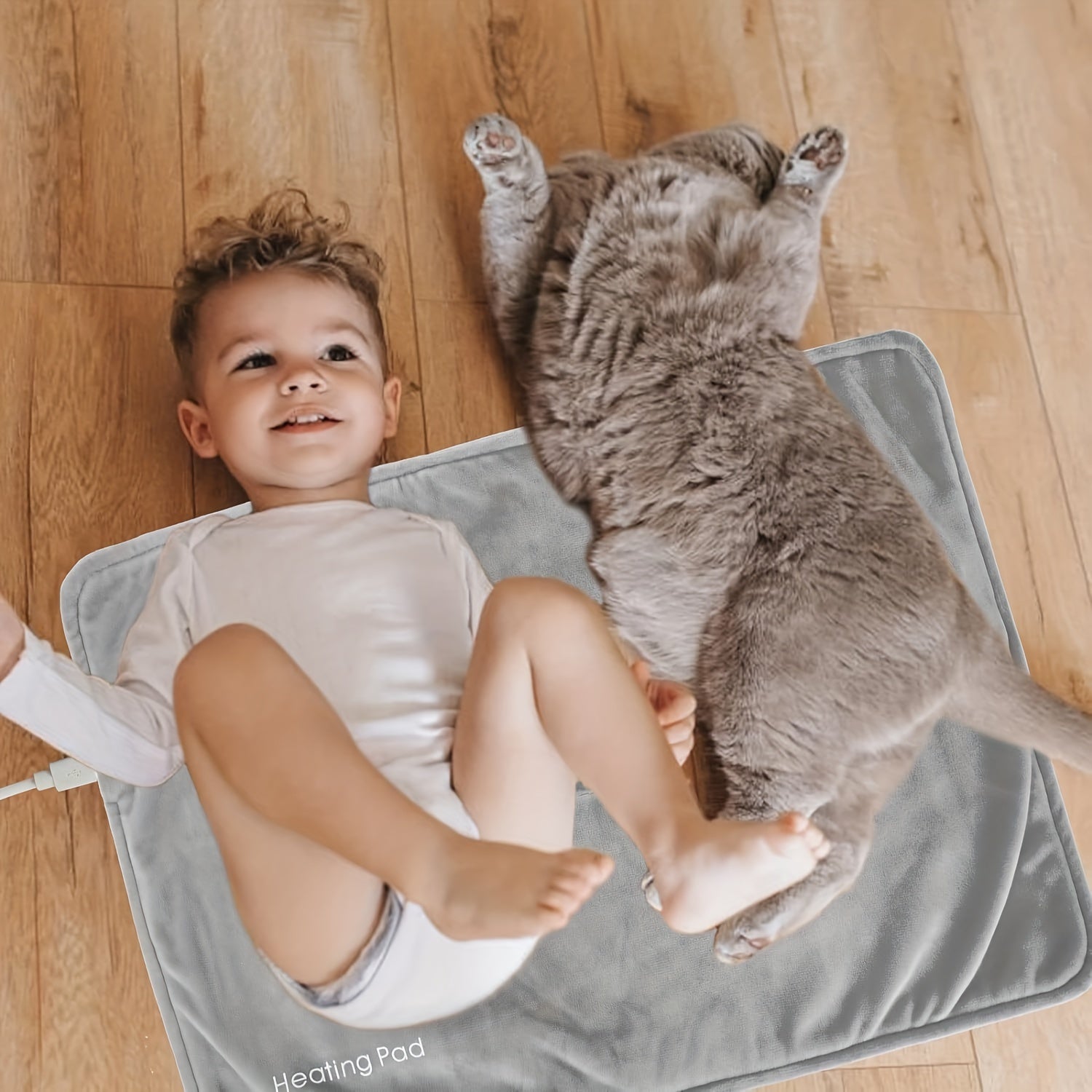 Coperta Riscaldante Elettrica USB - Coperta in Flanella Impermeabile, Grigia, 10W