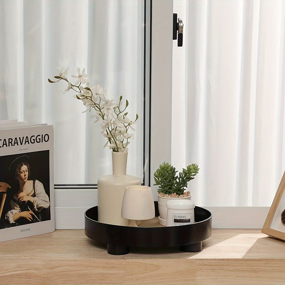 RondeDecor - Vassoio Decorativo in Plastica con Aspetto Legno | Design Moderno