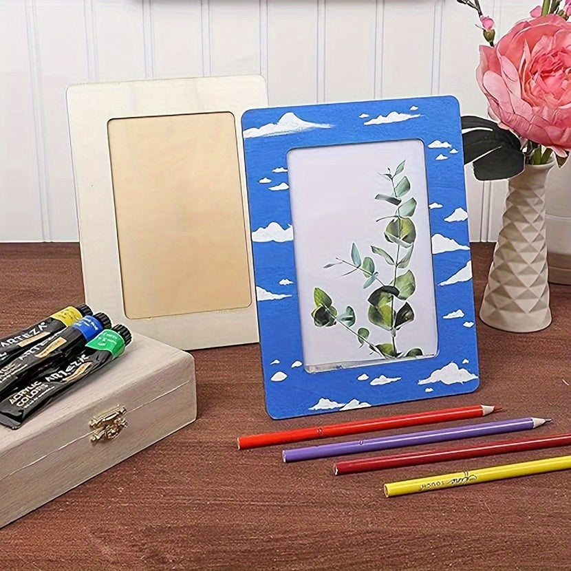 10 piezas Marco de fotos - Marcos de fotos de madera hechos a mano DIY 15,24 cm - Para sala de estar, oficina, Día de San Valentín, Año Nuevo y regalo de Pascua