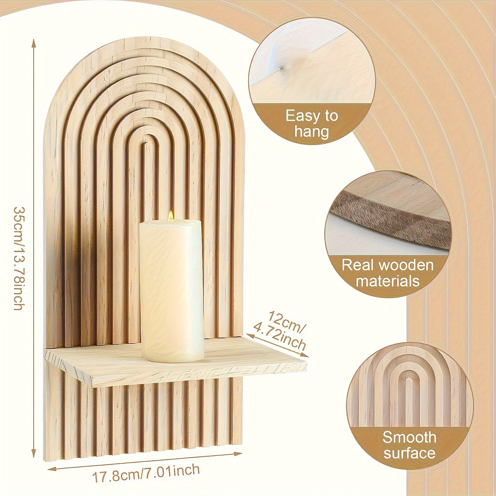 BohoRainbow - Boheemse Houten Regenboog Wandplank voor Decoratie en Opslag
