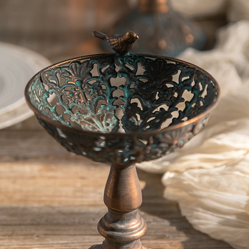 FrenchBowl - Vintage Metalen Fruitkom met Geometrisch Ontwerp voor Woondecor