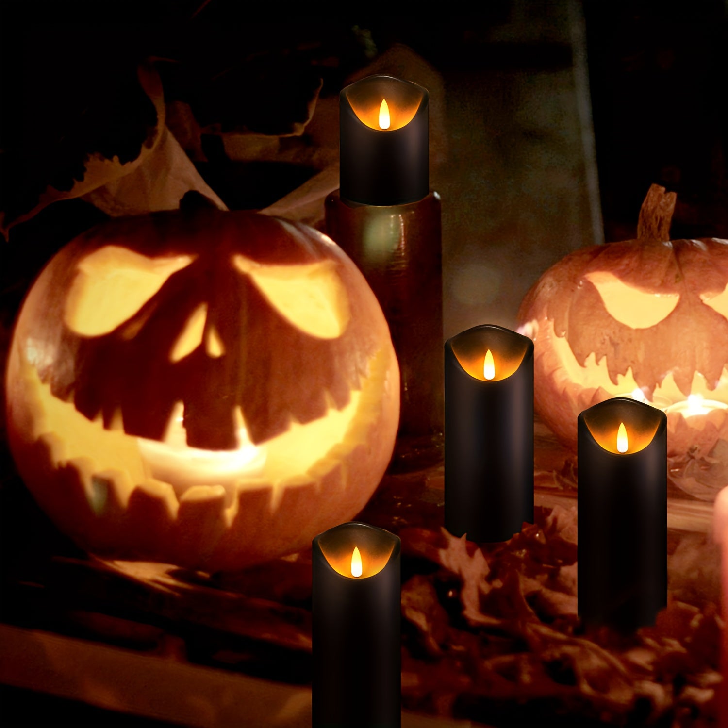 Set di 5 candele senza fiamma Eebuss con telecomando e timer - Candele LED per decorazione (Nero)