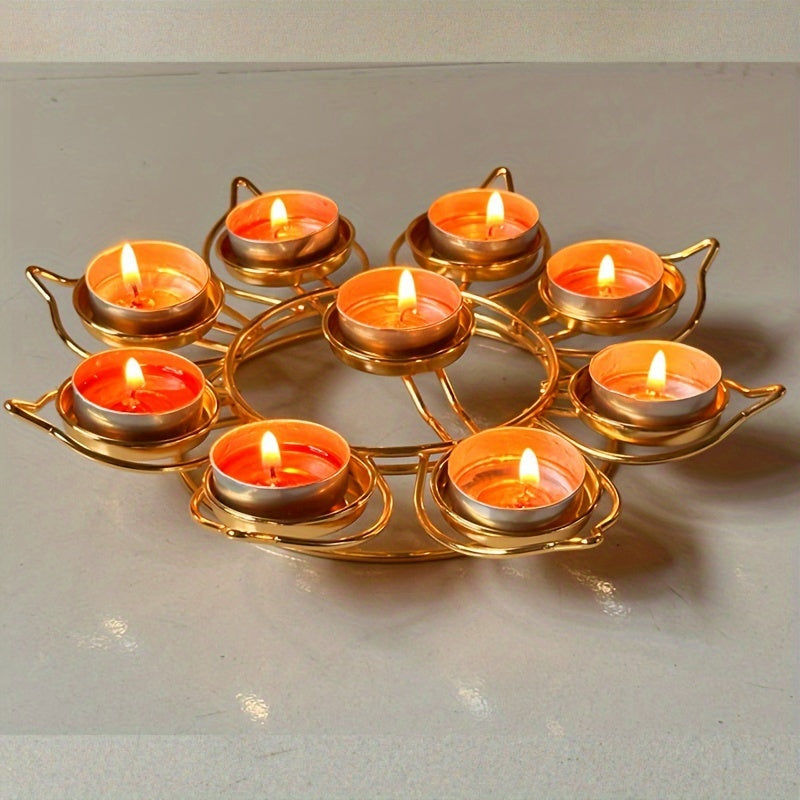 Gouden Metalen Lotus Kaarsenhouder - Perfect voor Feestelijke Decoraties