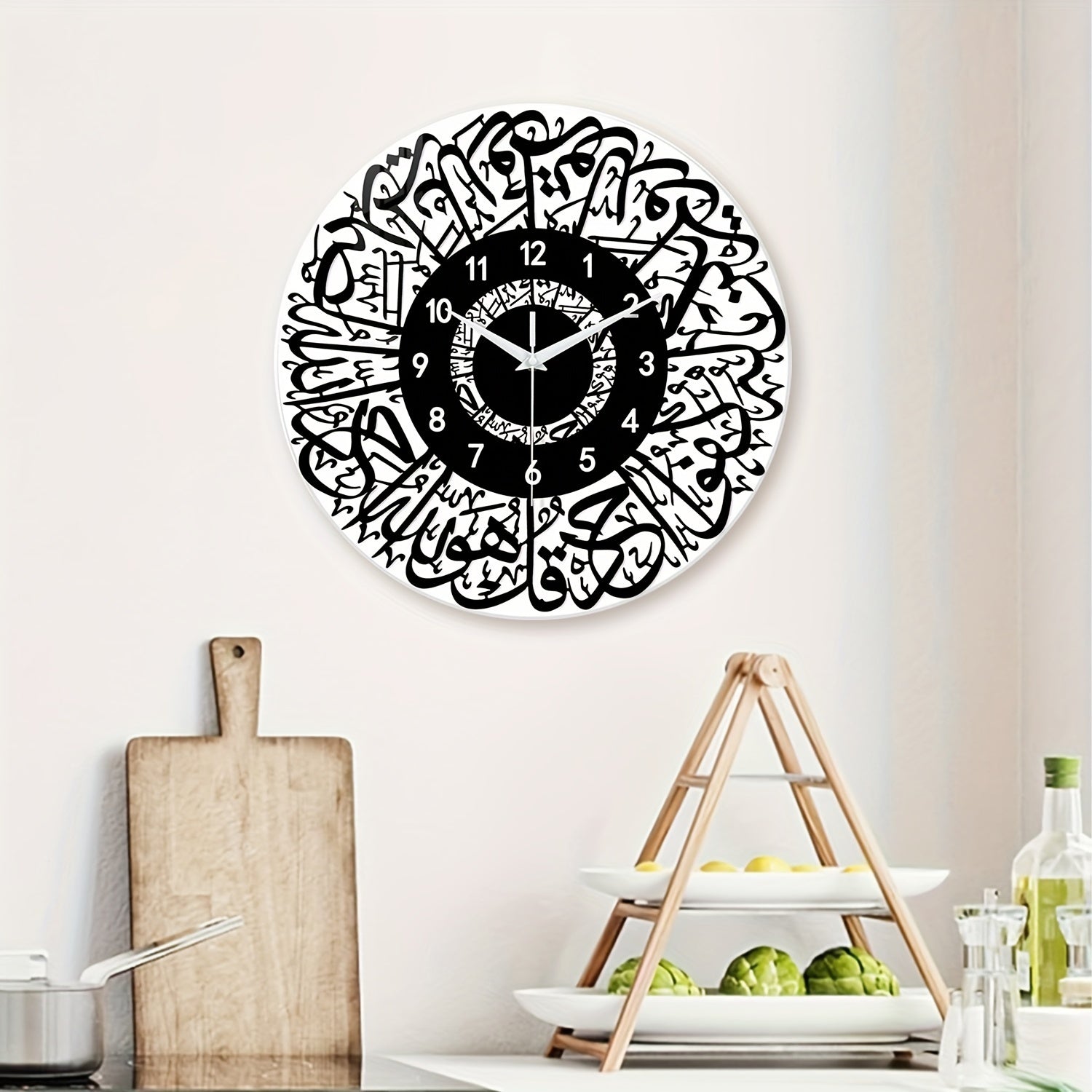 FaithTime - Reloj de pared islámico de vidrio templado, decoración redonda silenciosa