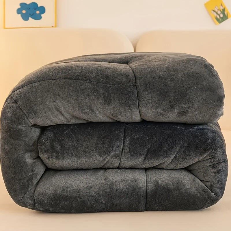 1pc Lussuoso Piumone Fluffy, Stile Contemporaneo, Extra Spesso Pile Biancheria da Letto Autunno-Inverno, Antistatico, Leggero ma Caldo