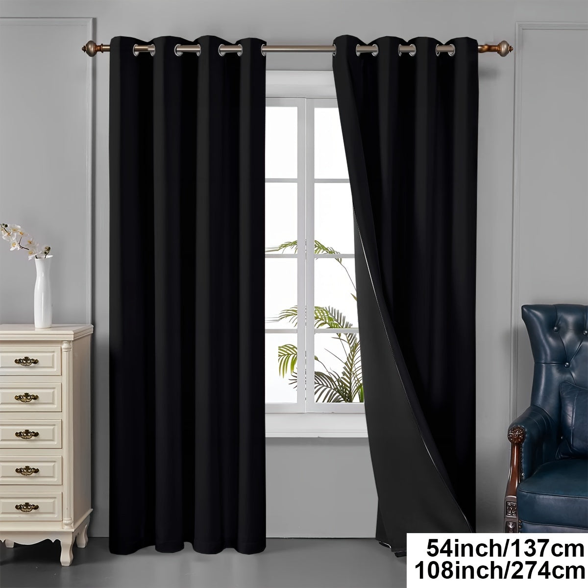 Tende oscuranti - 2 pezzi tende oscuranti con occhielli, protezione UV e isolamento termico