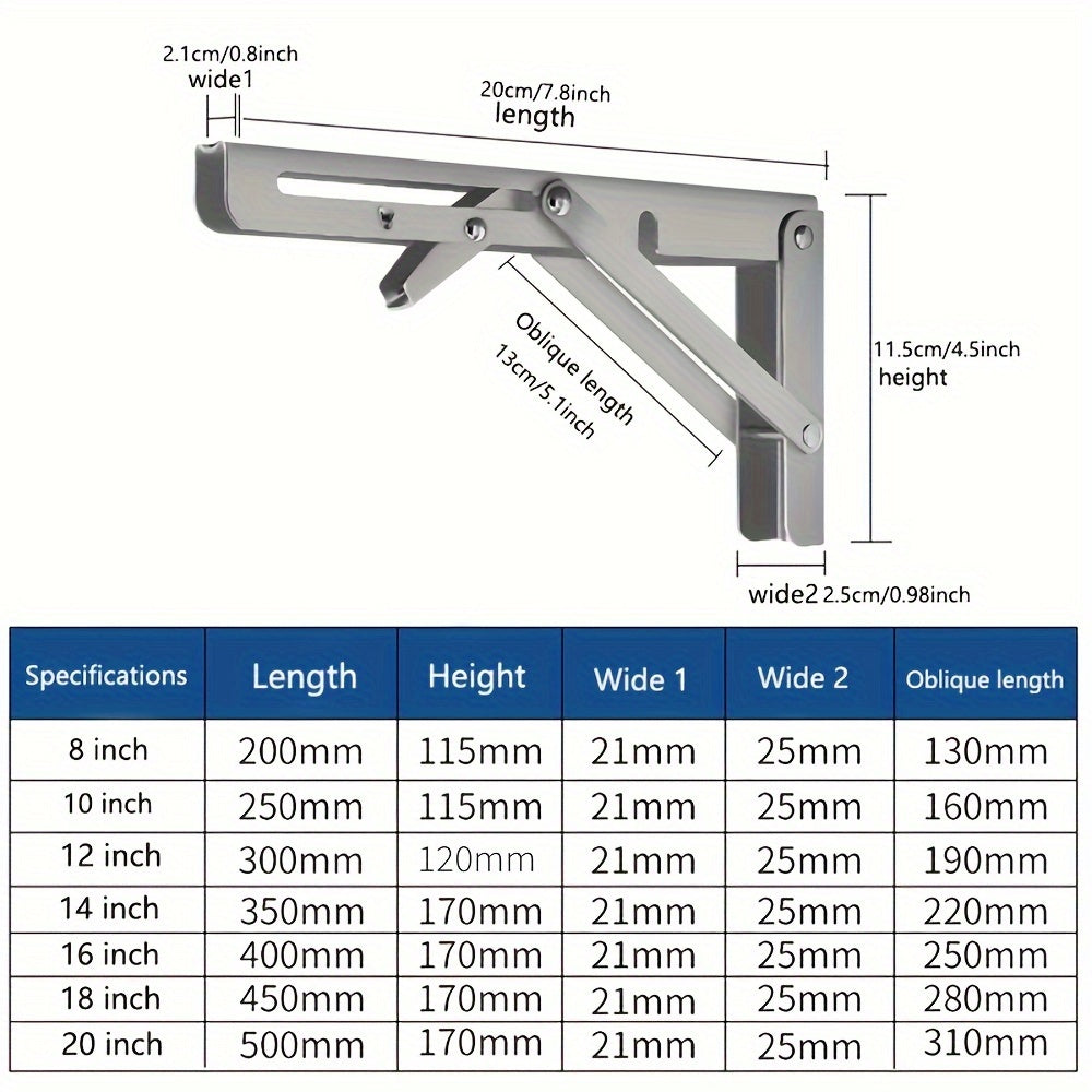SteelBracket - 2 Stuks Opvouwbare Planken met Verstelbare Hoek - Metalen Wandbeugels