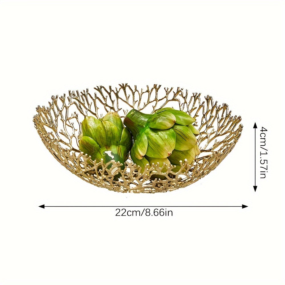 MetalServe-Koraal - Luxe Open Fruitkom voor Huisdecoratie, Salontafel & Eetkamer