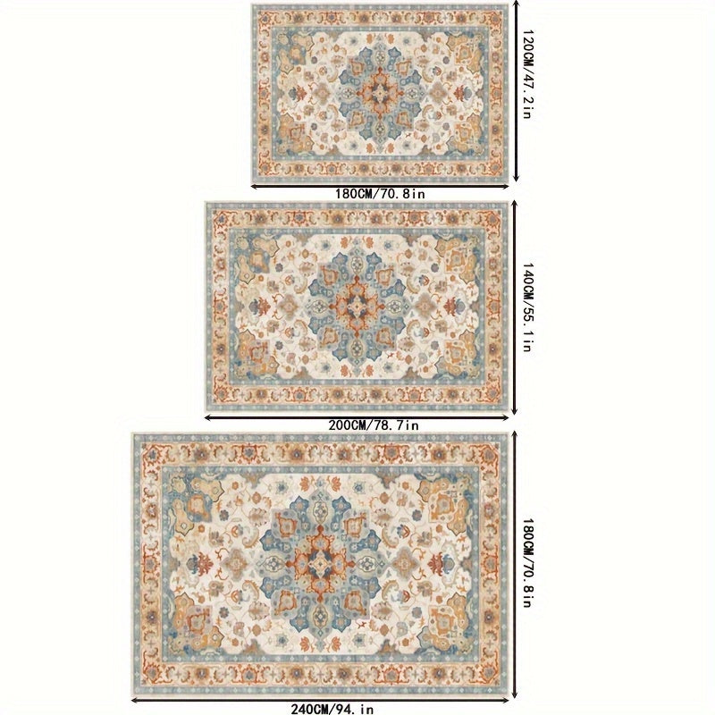Bohemian Vintage Groot Buiten Tapijt – Wasbare Polyester Zachte Patio Mat, Vlek- en Waterbestendig, Lichtgewicht voor RV, Camping, Picknick en Zonkamer Decor