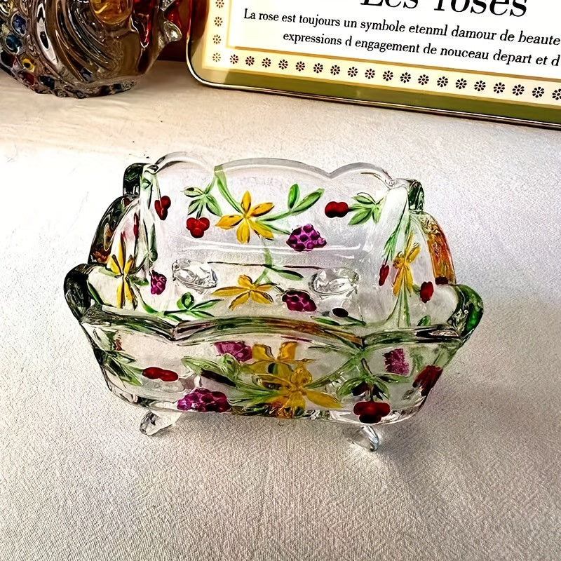 GlasSchalen - Handgemaakte Glazen Fruitschaal met Bloemenontwerp