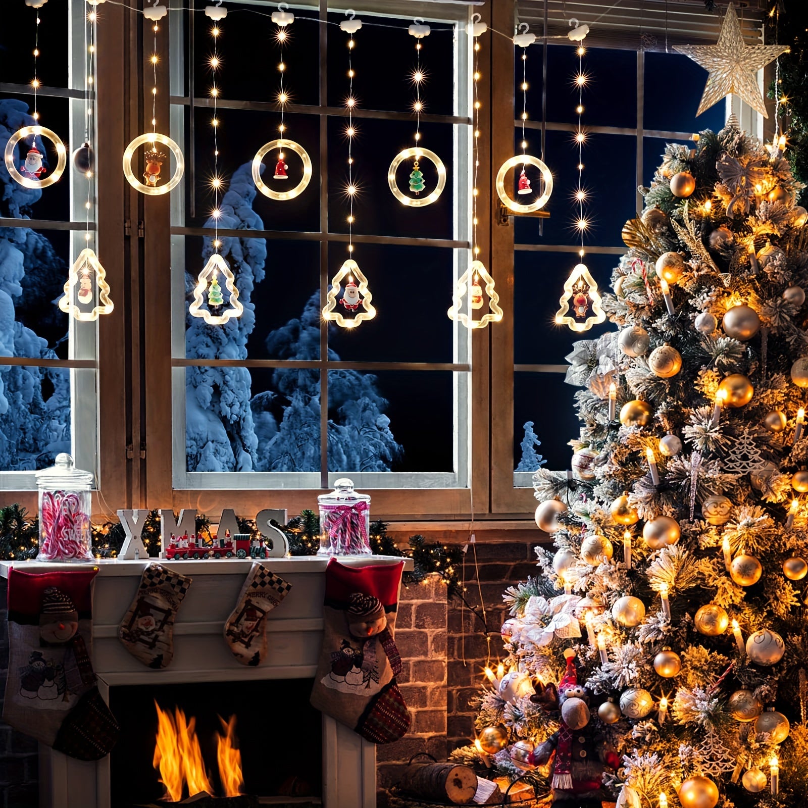 HolidayGlow - Christmas Wish Ring Lighting with 10 Mini Christmas Figures