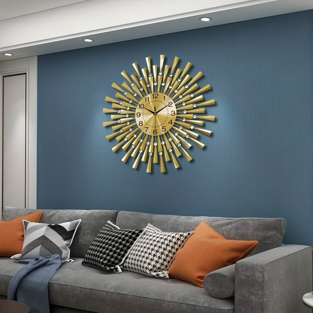 Grote Moderne Gouden Muurklok - Stille Werking voor Woonkamer, Slaapkamer & Kantoor