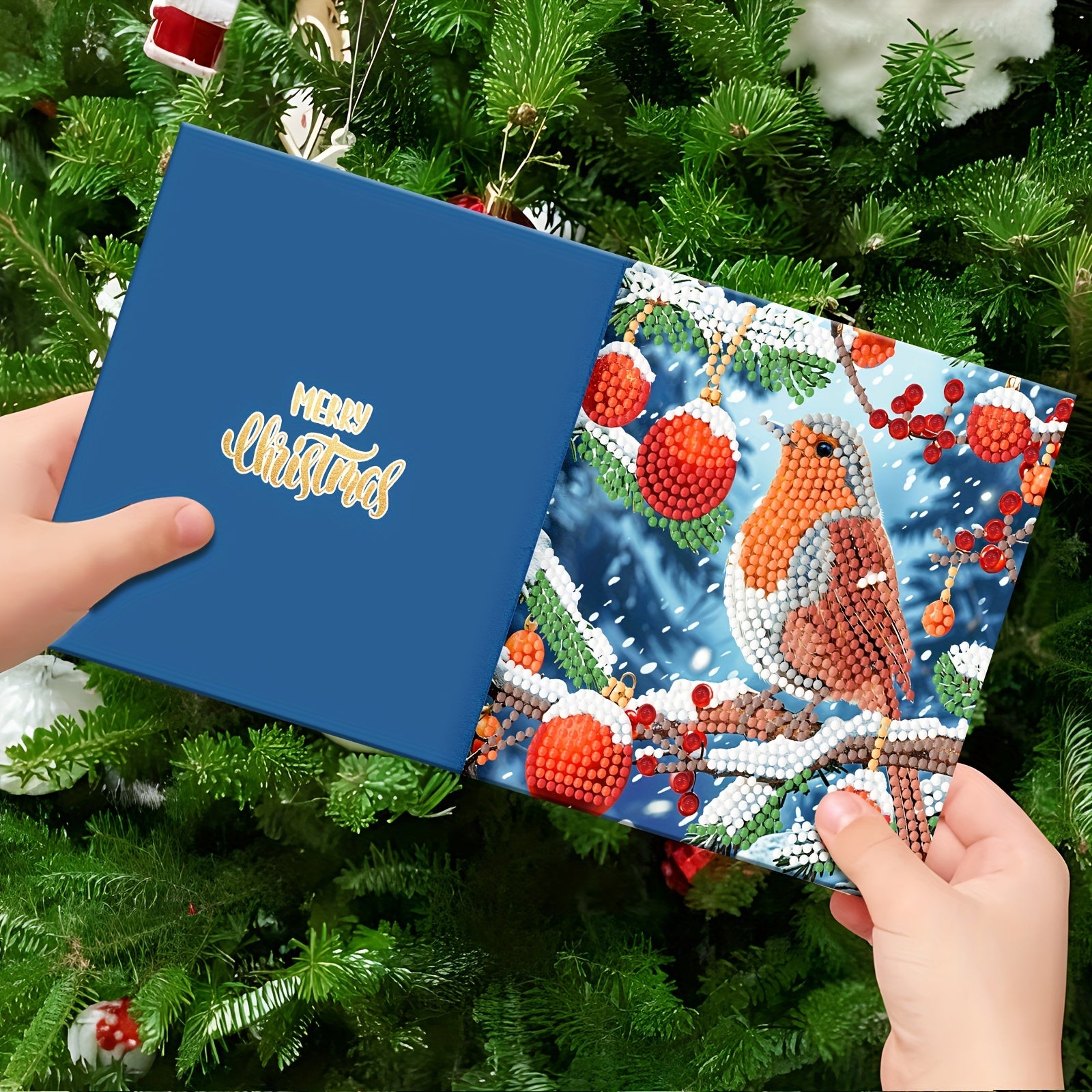 Kit de 12 piezas para hacer tarjetas navideñas con pintura de diamantes - Diseños de Santa y animales, tarjetas de felicitación festivas para deseos navideños y favoritos de la fiesta