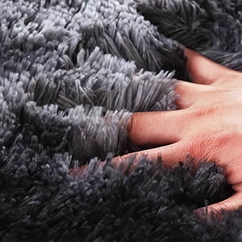 1 pieza Alfombra redonda de peluche teñida anudada - Alfombrilla decorativa suave y cálida para sala de estar, dormitorio y yoga