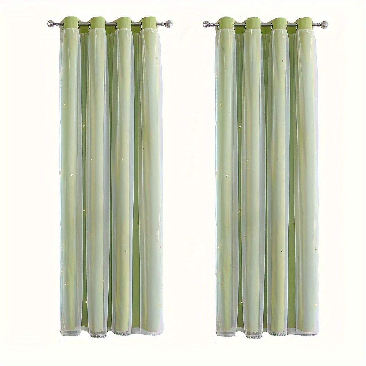 Juego de 2 piezas de cortinas dobles románticas de doble capa - Semi-opacas, protección de privacidad