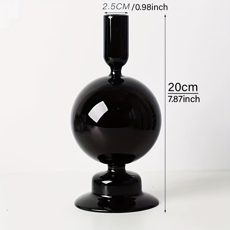 1pc Juego de Candelabros de Vidrio Creativos y Minimalistas - Jarrón de Vidrio Lacado para Decoración de Mesa en Sala de Estar, Comedor y Cena Romántica