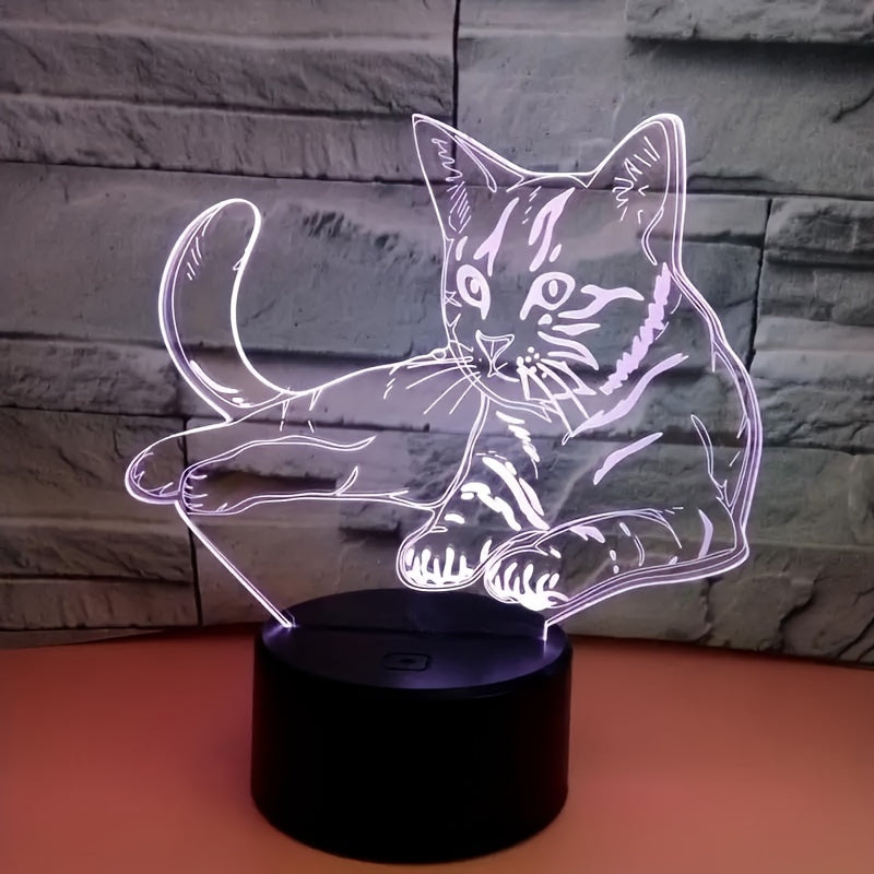CatGlow - 3D Kat Nachtlampje met 7 Kleuren Touch Bediening