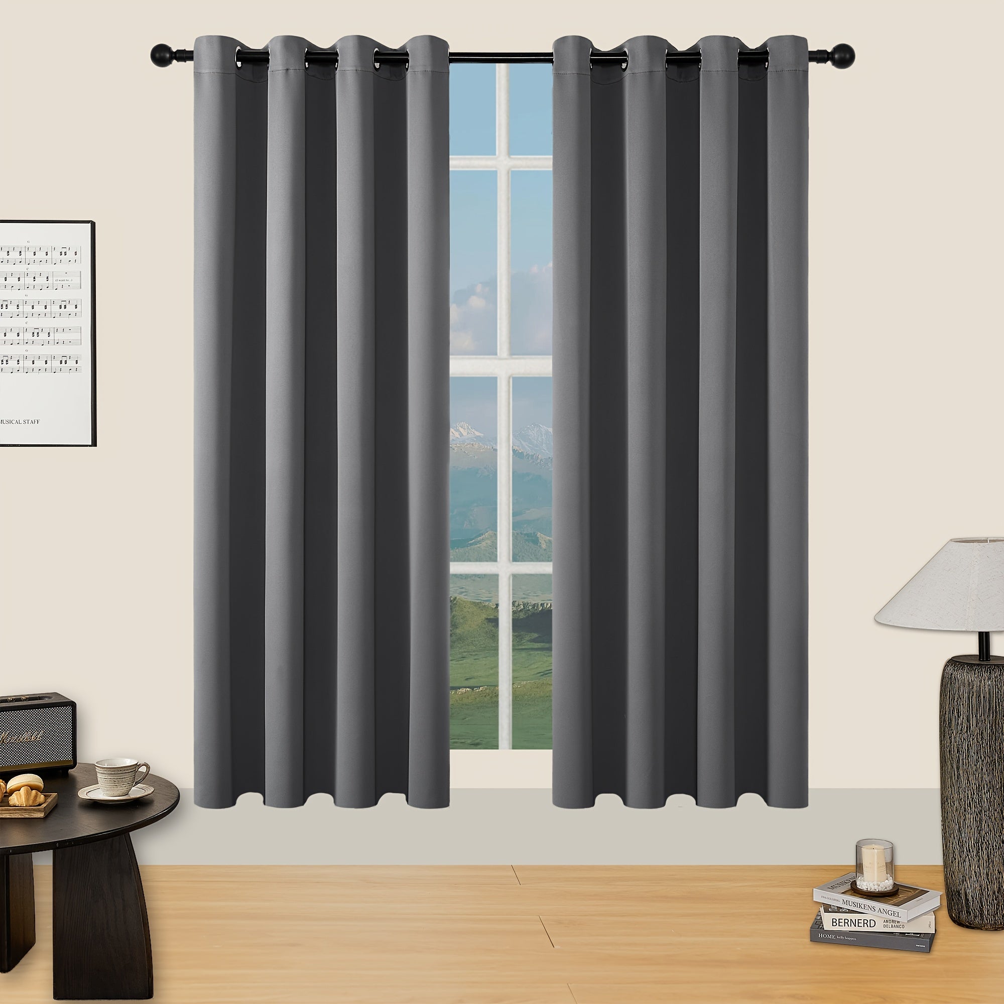 Tende Oscuranti - 2 Pezzi Tende Moderne in Poliestere con Isolamento Termico e Anelli