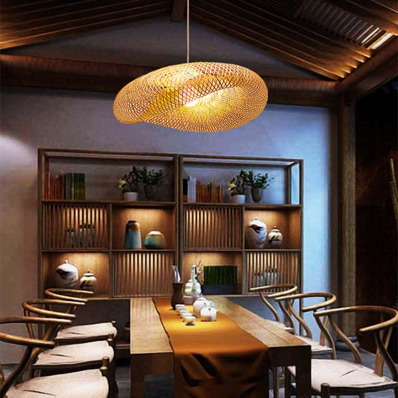 ZenBamboo LED Hanging Lamp Bamboo Spheres for Bedroom