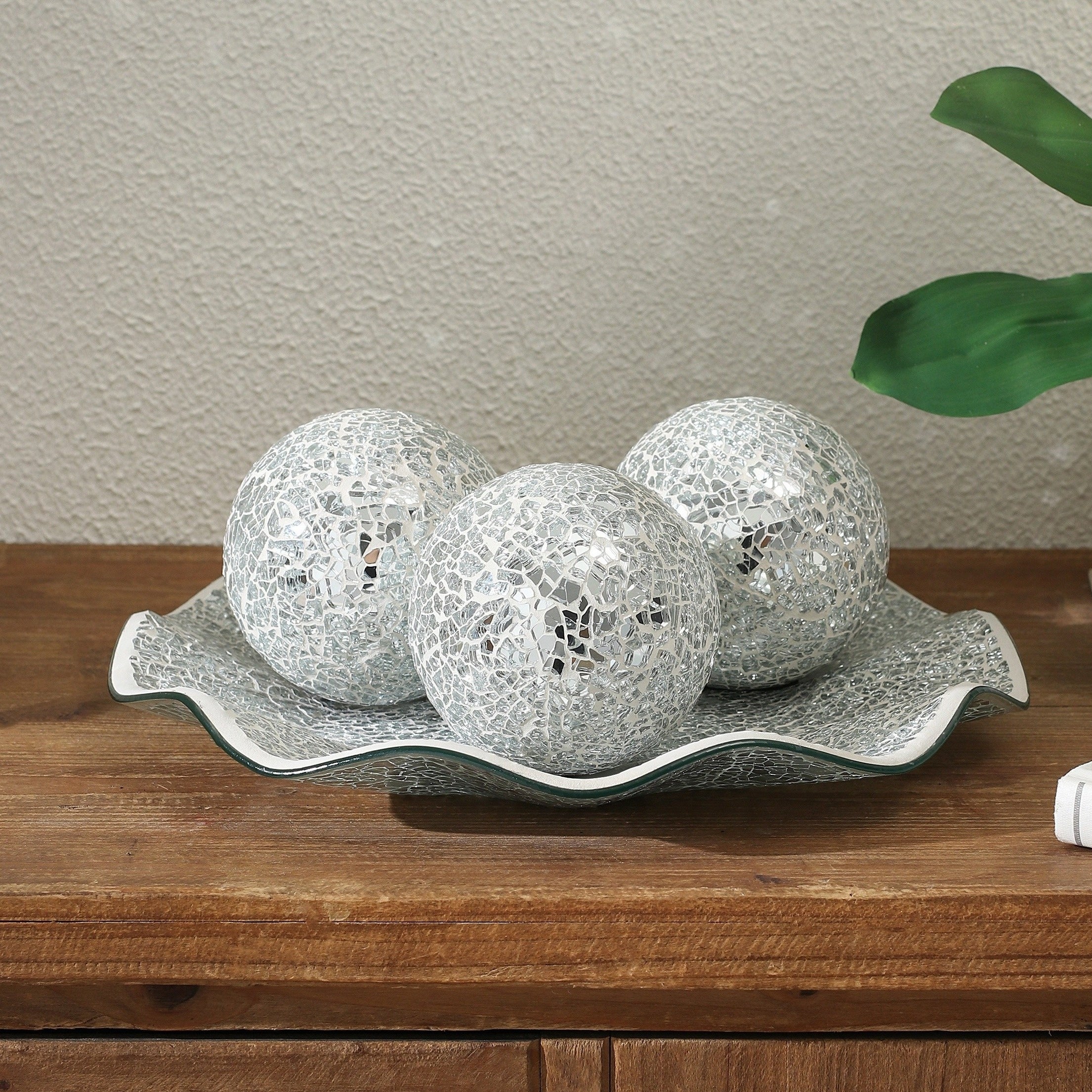 MosaicServe - Set di 4 Piatti Decorativi in Vetro a Mosaico