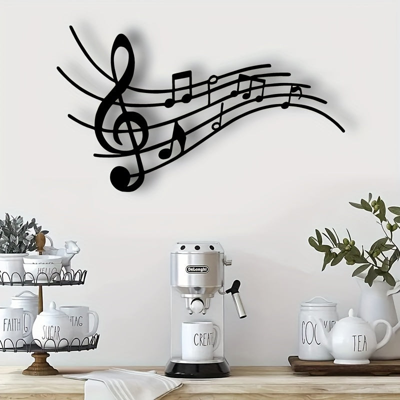 MusicArt - Zwarte Metalen Muzieknoot Muurkunst