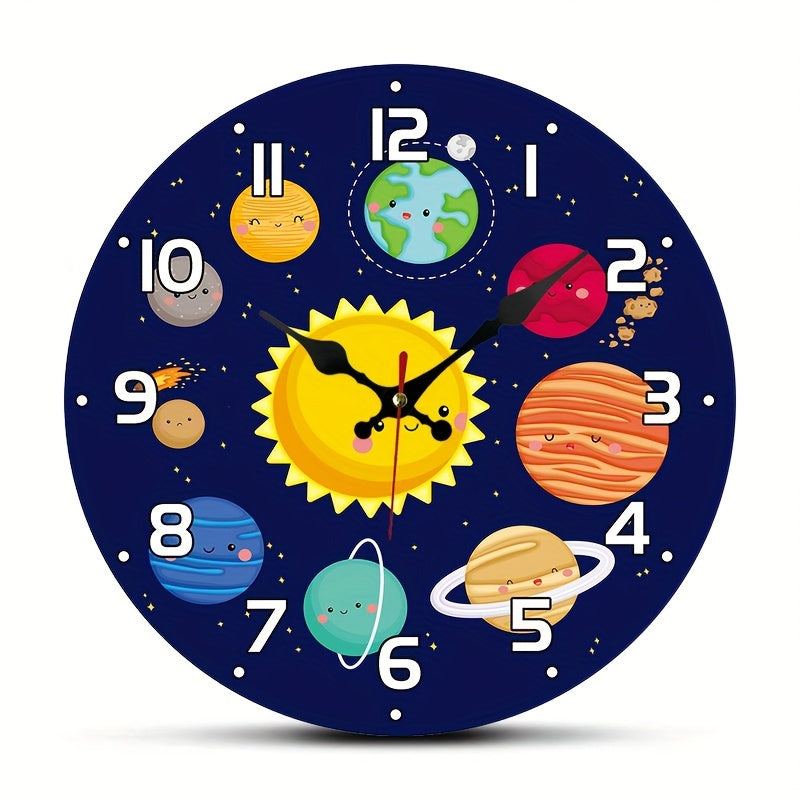CosmicTime - Stille Zonnestelsel Wandklok, Ronde Decoratieve Tijdmeter