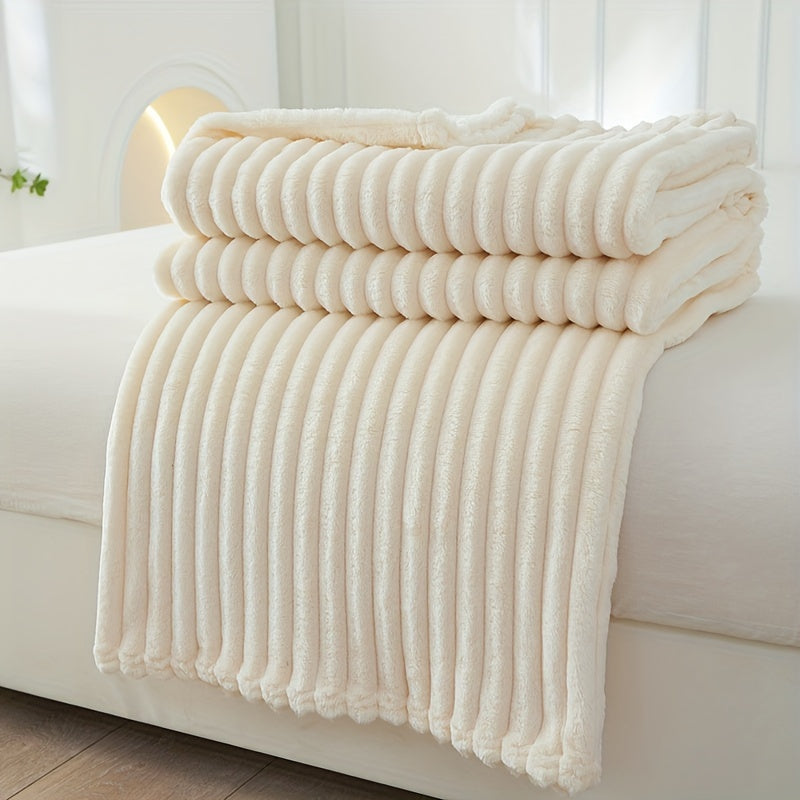 Thickened Striped Plush Blanket - Soft and Skin-friendly Sofa Blanket, Multi-functional Nap Blanket