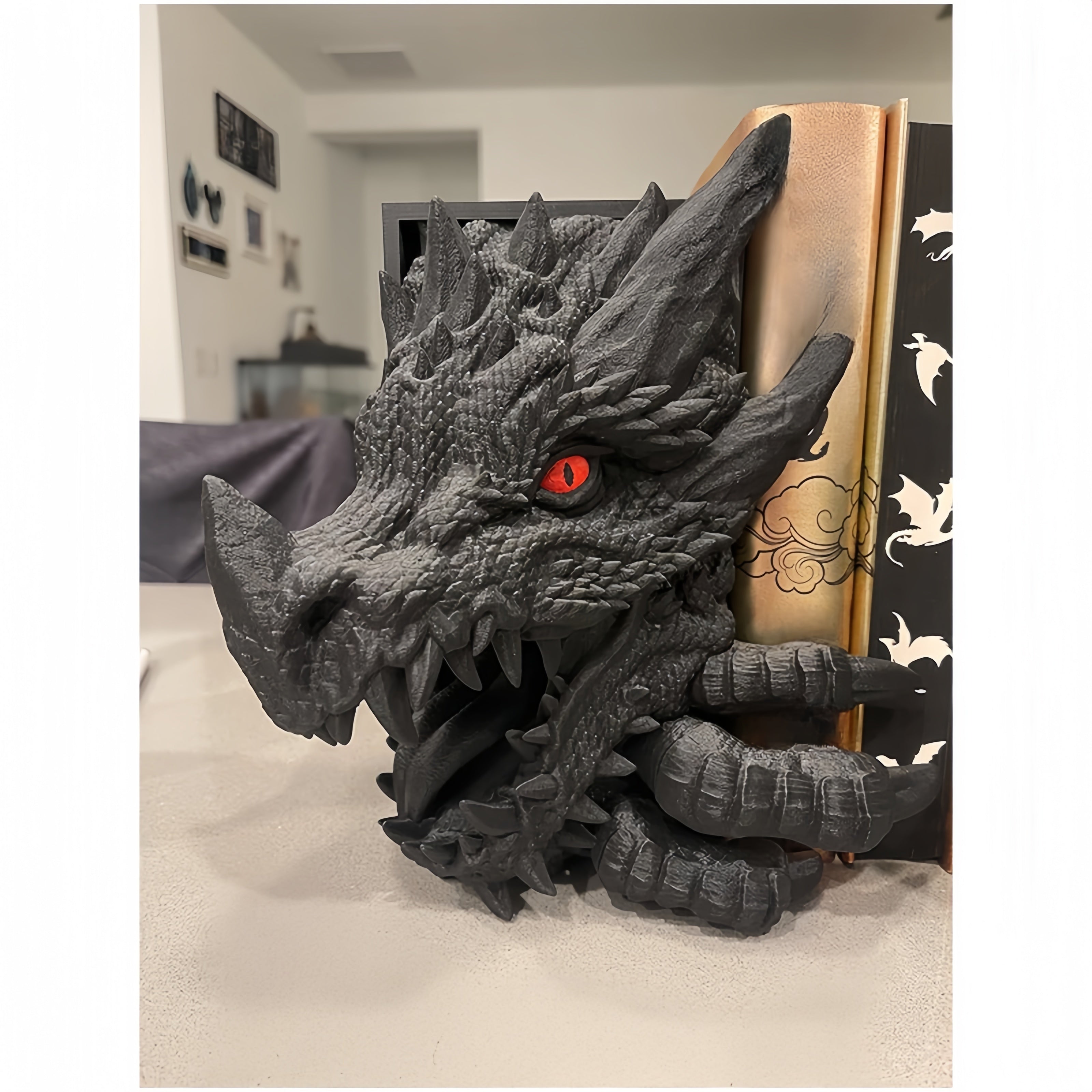 DragonGuard - Fermalibri con design a drago - Decorazione fantasy per interni