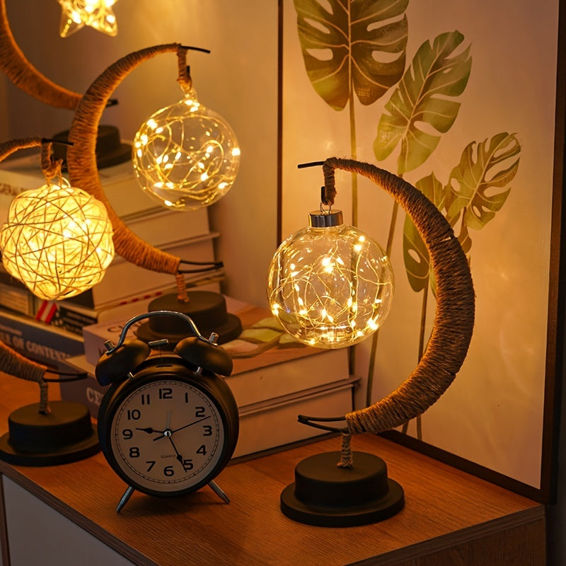LunarGlow - Smeedijzeren Maanlamp Met LED-bal