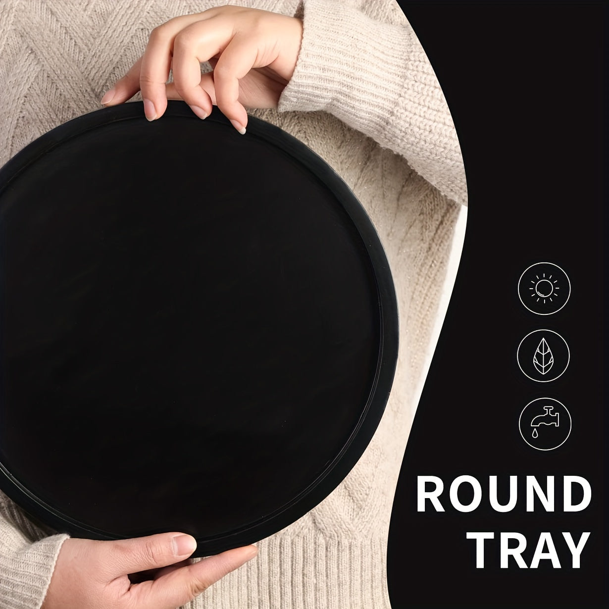 BohoTray - Vassoio Rotondo Decorativo in Legno | Per Candele, Profumi e Tavolino da Caffè