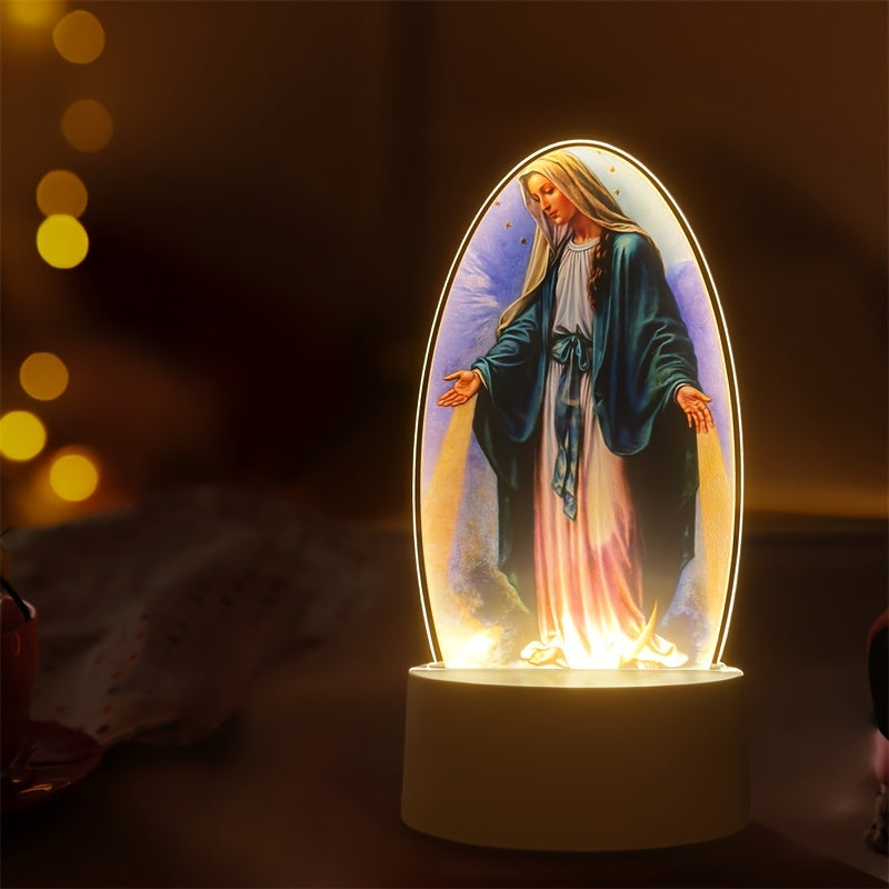 SacredGlow - Virgin Mary Night Light with LED Acrylic Frame, USB Powered