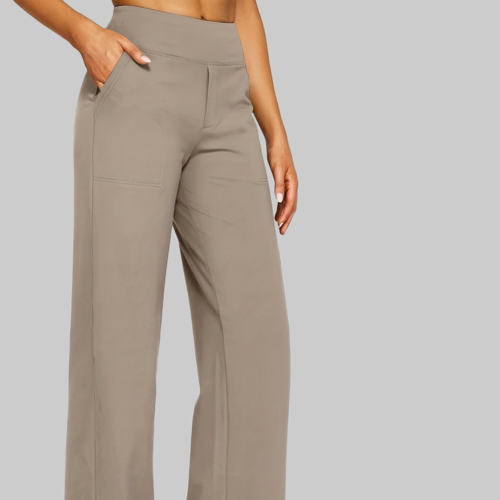 Women's Pants Wide Leg Elegant Stretch Nylon Long Trousers