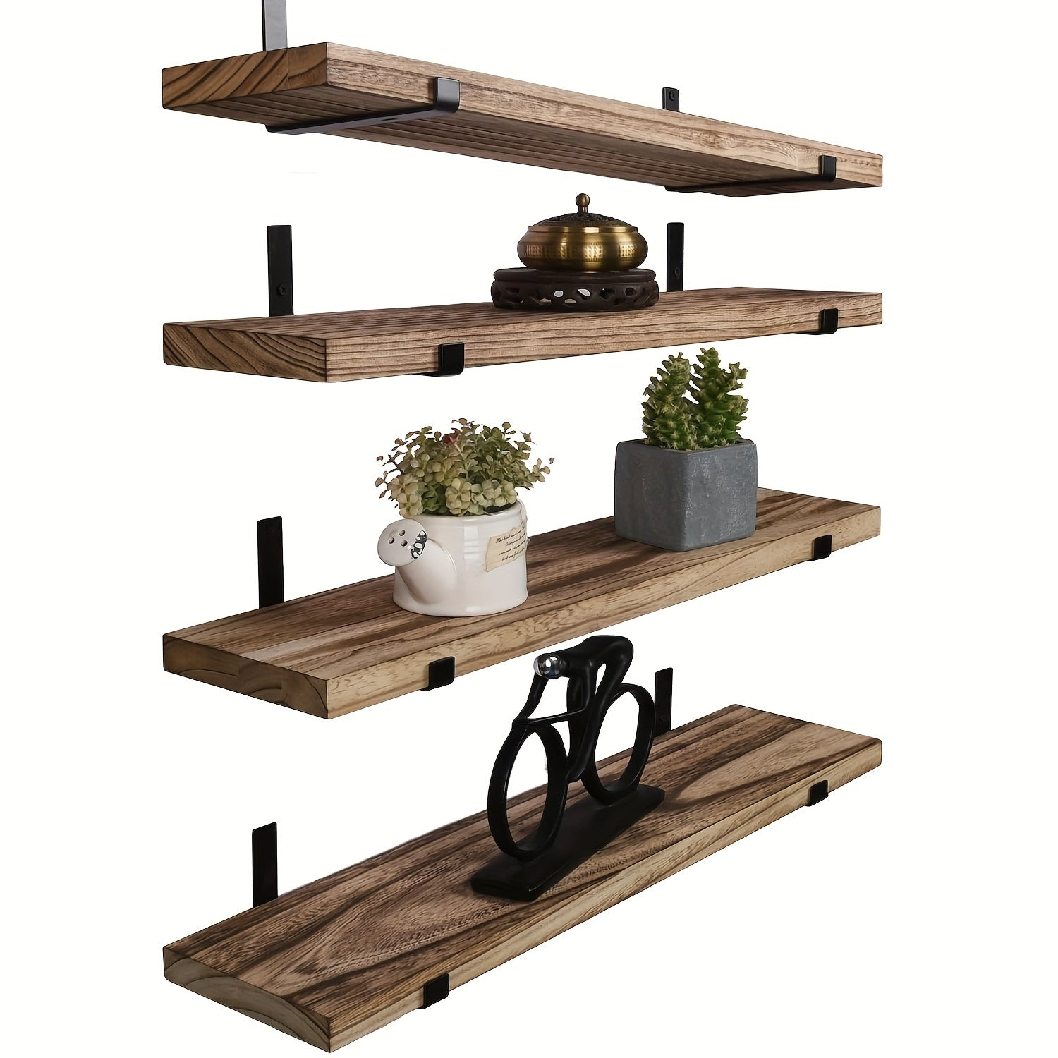 RusticShelf - Set Van 4 Zwevende Houten Wandplanken