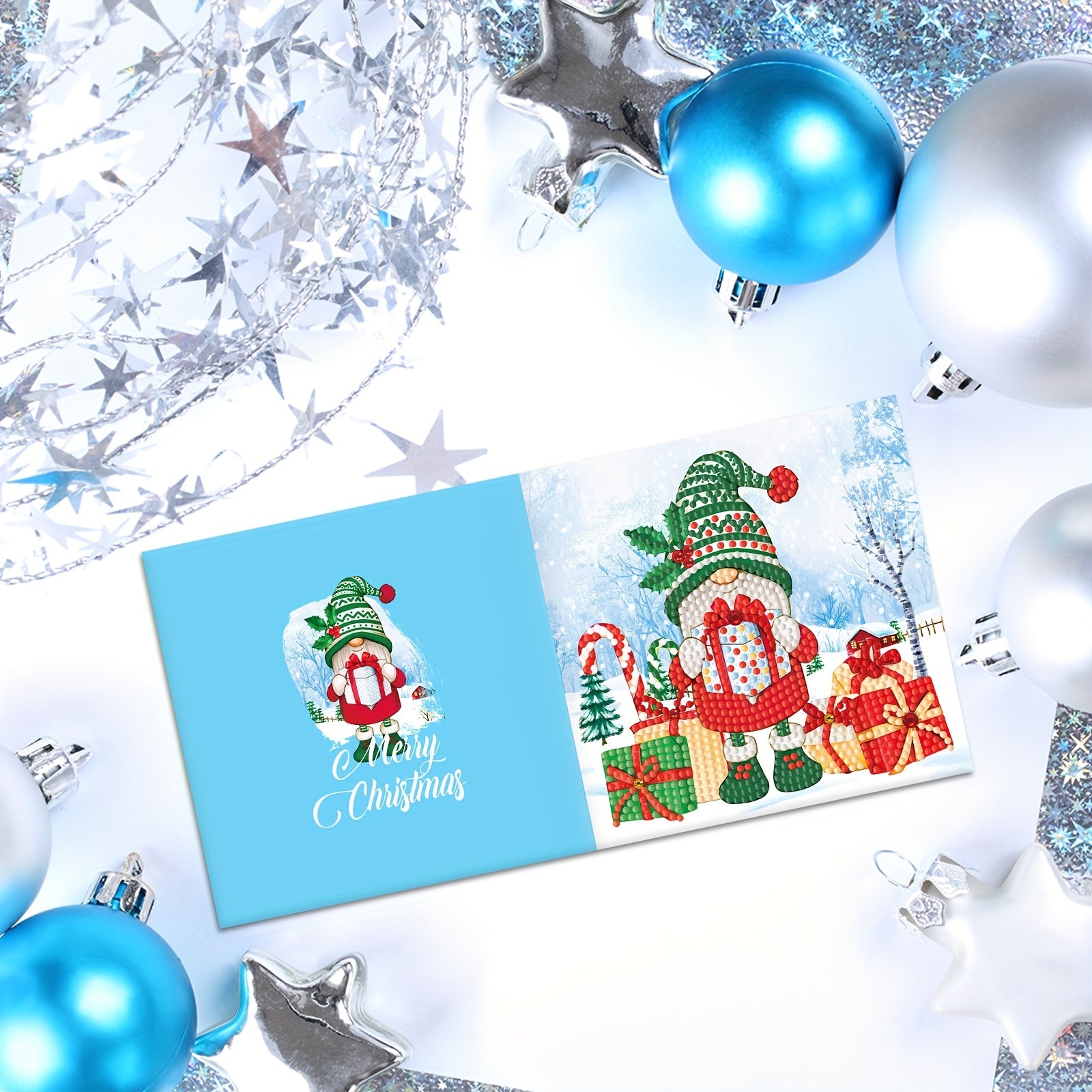 Set de 12 Tarjetas de Felicitación con Pintura de Diamantes - Mosaico Hecho a Mano para Navidad y Año Nuevo, Personalizable con Mensajes Cálidos