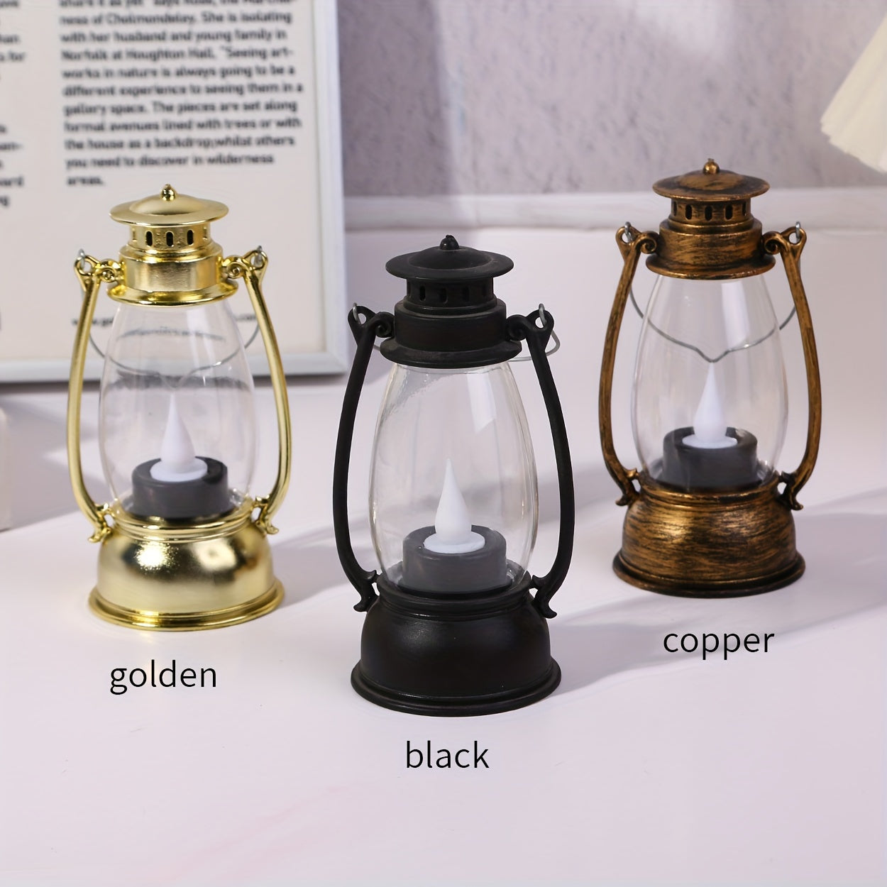 VintageGlow - Candeeiro de Mesa LED Estilo Querosene com Chama Amarela