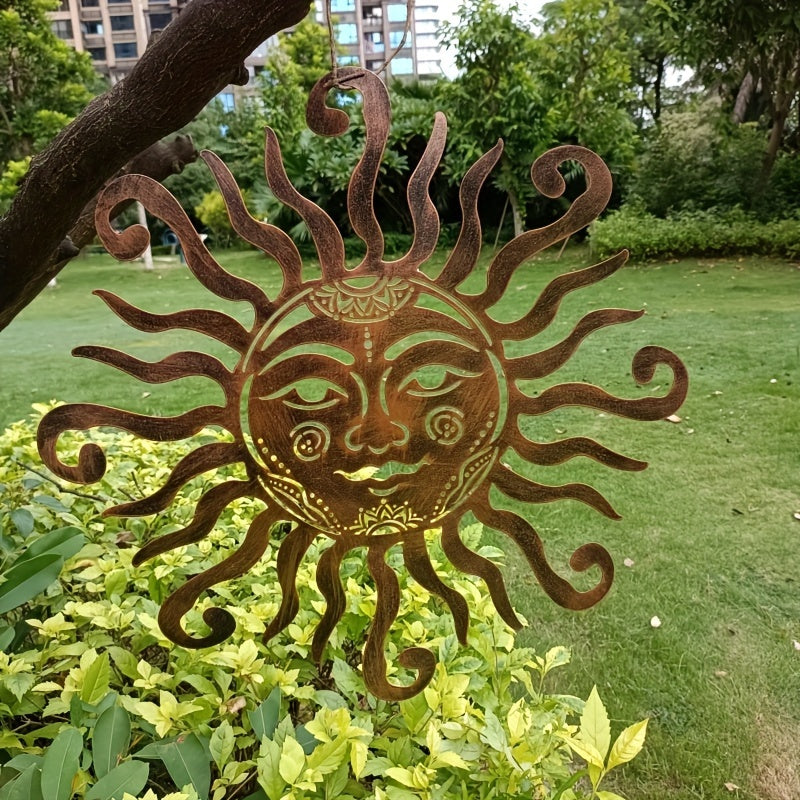 SolarFace - Metalen Zonnegezicht Muurkunst