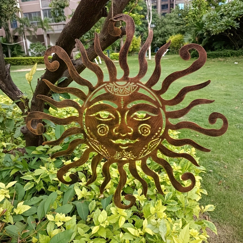 SolarFace - Metalen Zonnegezicht Muurkunst