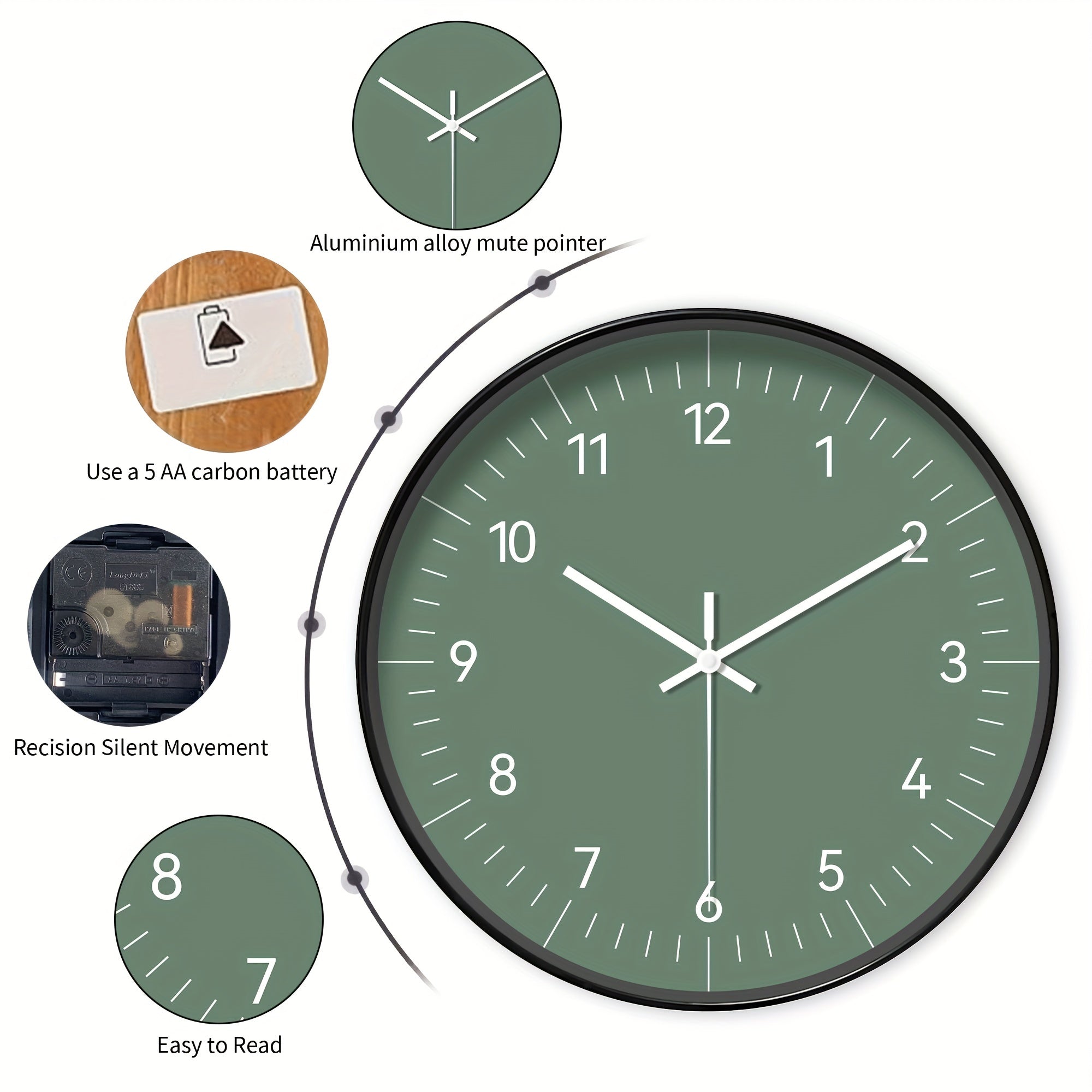 FantasyTime - Reloj de pared moderno silencioso, 20 cm