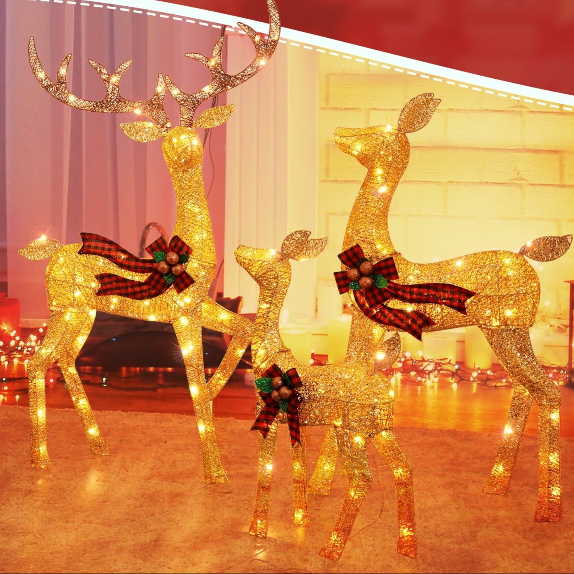 Christmas Deer Family Outdoor Decorations Lighted Waterproof Reindeer - Image 12