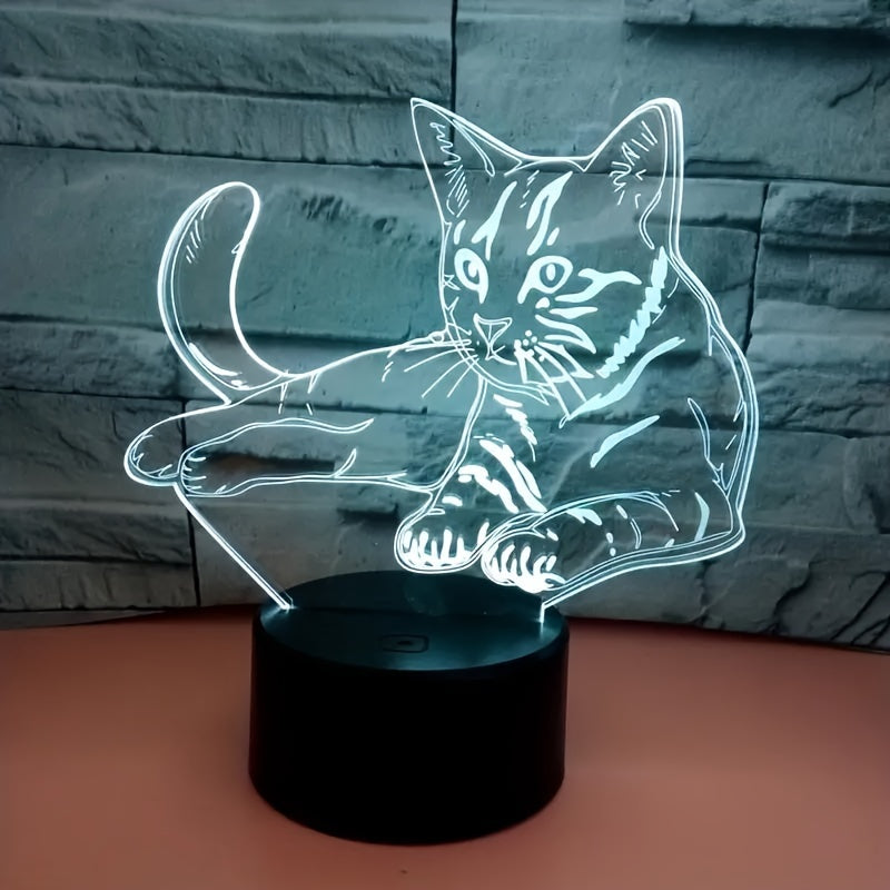 CatGlow - 3D Kat Nachtlampje met 7 Kleuren Touch Bediening