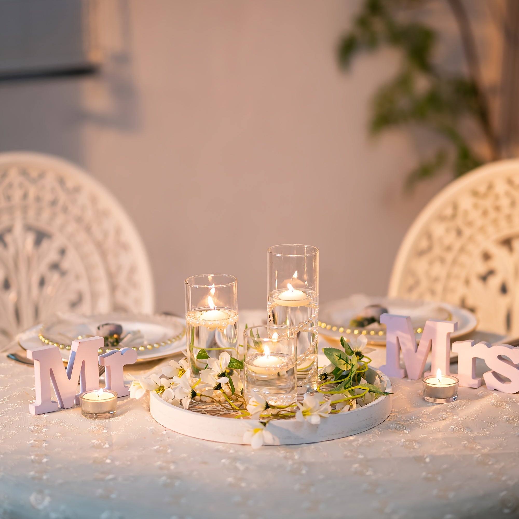 Set van 6 glazen kandelaar - Romantische hurricane houders met gelakte afwerking, perfect voor kerst, Halloween, Pasen en meer