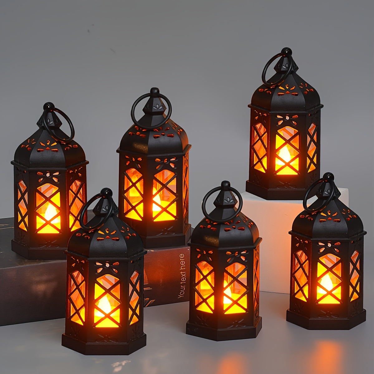 LuxeGlow - Rustic LED Lanterns, Set of 2/4/6/12, Vintage Battery-Powered Hanging Decoration for Parties & Christmas